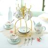 Countryside Ceramic Coffee Cup And Saucer Set Floral Tea Pot Design Afternoon Tea Cup for Party Home Drinking Wedding Gift