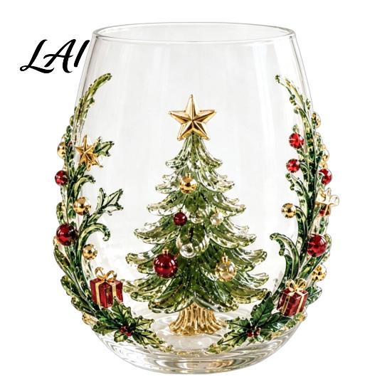 Festliche Feiertagstrinkware Weihnachten 3D Glasbecher Weihnachtsmann Schneemann Baum Skulpturierte Tasse Hitzebeständiger Becher Dekoratives Trinkgeschirr Geschenk für