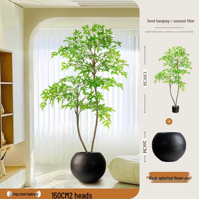 High-End Nandina Domestica Floor-Standing Faux Green Plant for Indoor Decoration