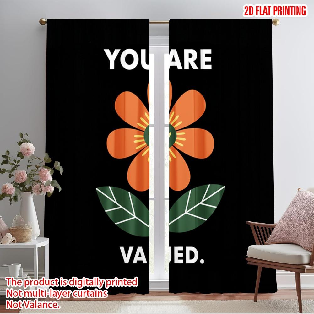 

2pcs 2D flat printing Scene Curtains You Are Valued Flower_a 100% Polyester Fabric Without Electricity Seasonal Party & Holiday 52.50×116.00 CM 2pcs
