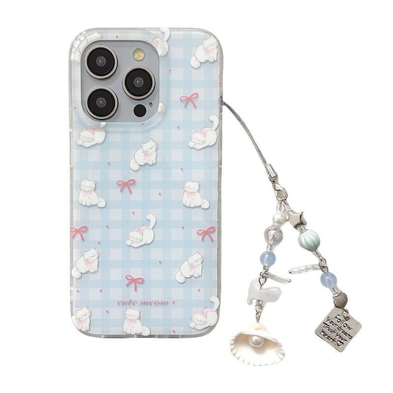 Summer Girl Heart Plaid Bow Rabbit Apple 15pro Mobile Phone Case 16promax/iphone13