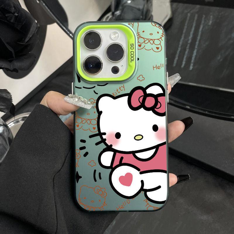 New Cartoon Hello Kitty Compatible iPhone 16 Pro Max Silver Case for iPhone 18 Pro, Premium Feel, Drop Protection, 14/13"