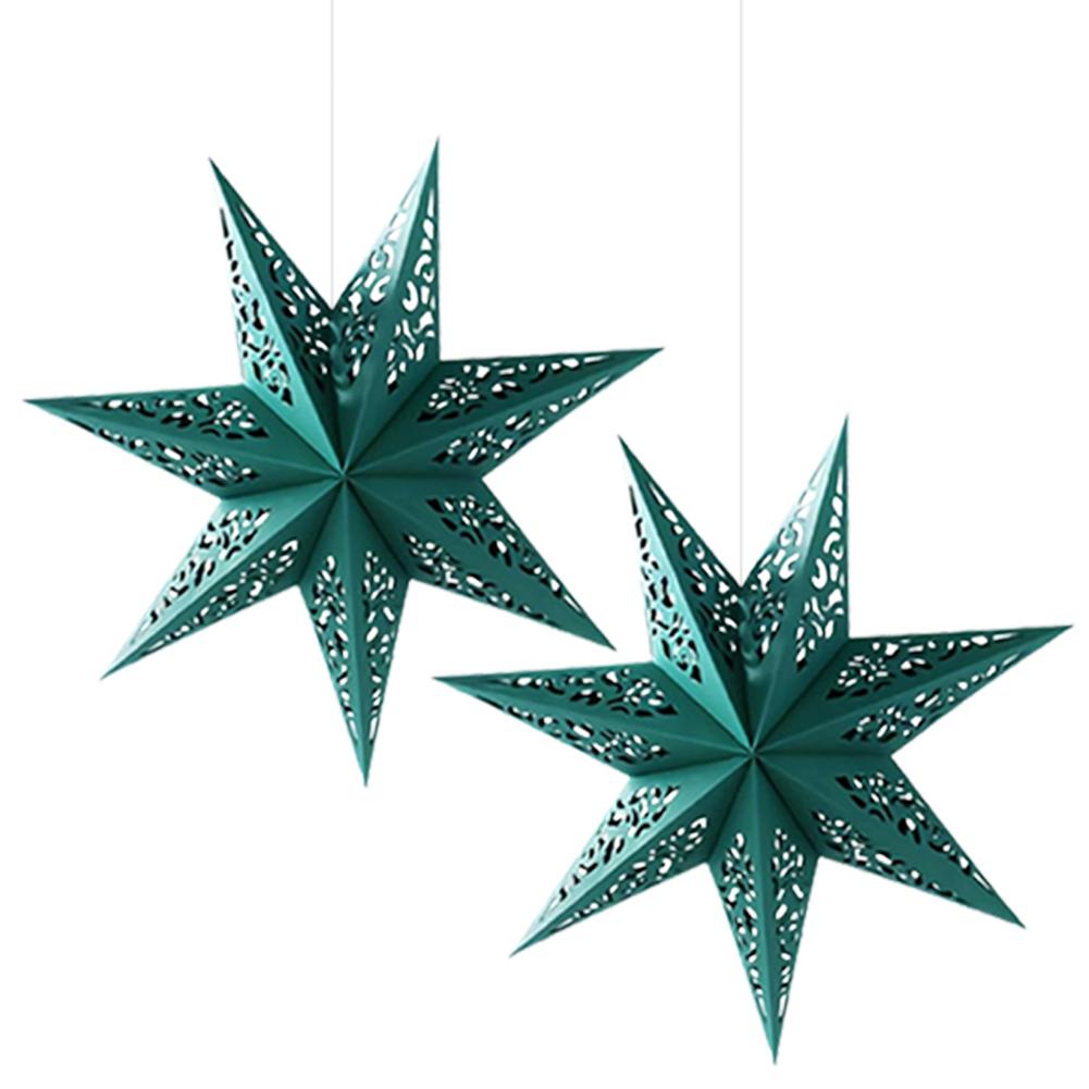 

2Pcs Hollow Out Star Cover 3D Folding Style Festival Lampshade Multi-Purpose Hanging Pendant Lampshade Party Lantern Decoration зелений