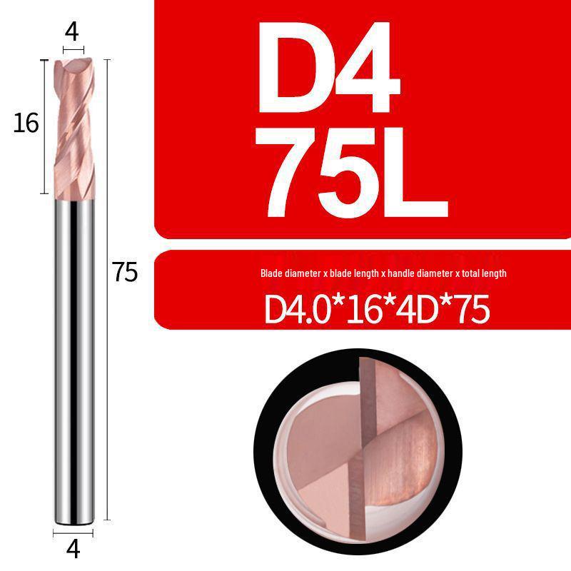 Tungsten Steel 2-Flute Carbide End Mill, 55° Keyway CNC Flat Bottom Cutter