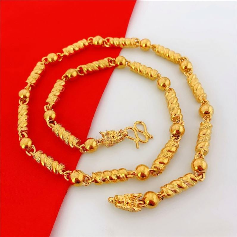 Dubai Vietnam Sand Gold Colorfast Chain Jewelry Brass Plated Bold Artificial Men's Spiral Necklace