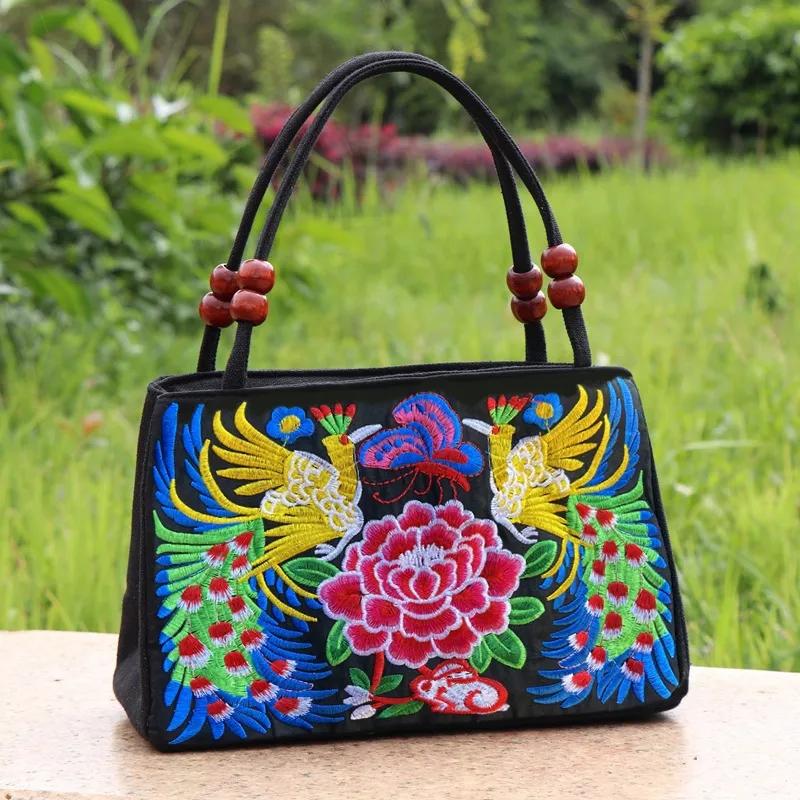 

WTEMPO красочная женская сумка на четыре сезона, сумка в этническом стиле, большая вместительная двухсторонняя парусиновая женская повседневная сумка с вышивкой 27*10*18cm красный