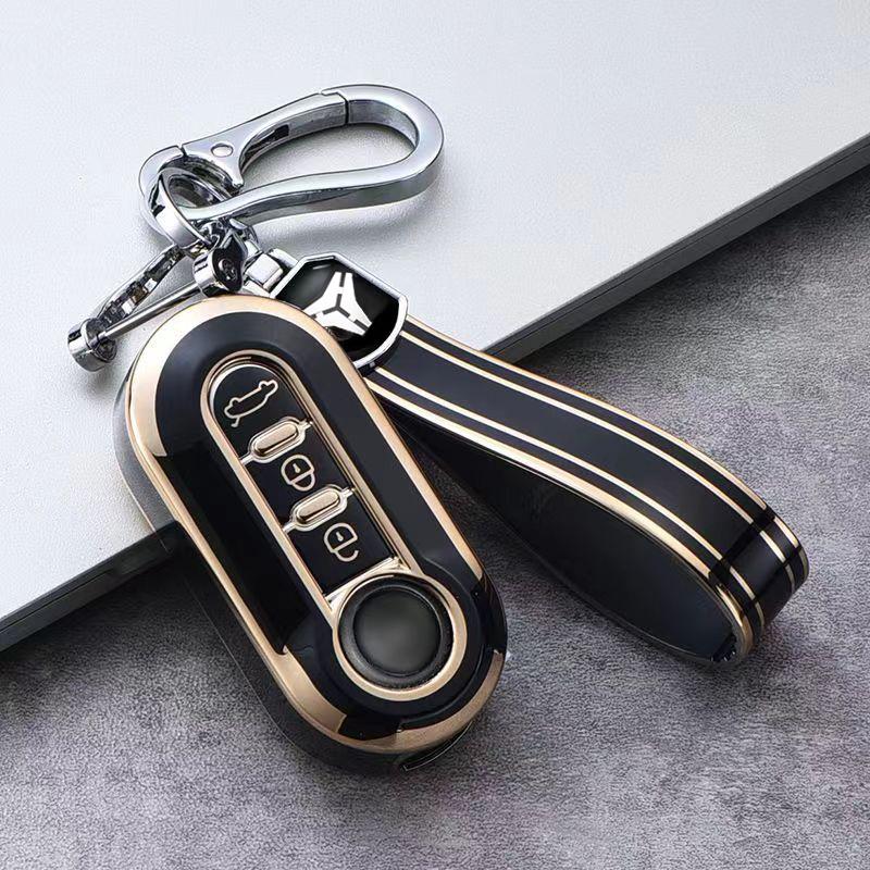 3 Buttons Tpu Car Flip Remote Key Case For Fiat 500 Panda Punto Bravo Ducato Peugeot Boxer Citroen Jumper Auto Key Bag Keychains