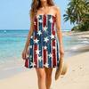 Women Casual Strapless Dress Sleeveless Summer Dress with Star and Stripe Print Lightweight Comfortable Fit for Daily Wear