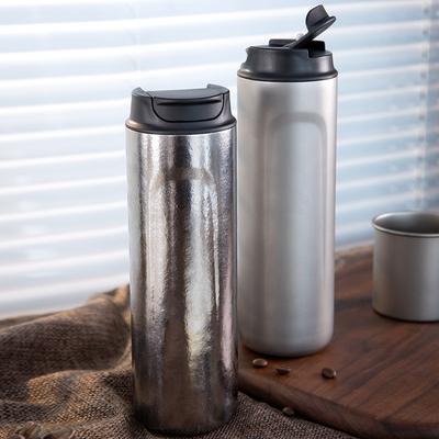 Taşınabilir Yalıtımlı French Press Kahve Makinesi Çift Duvarlı Titanyumlu Kamp Kahve Makineleri