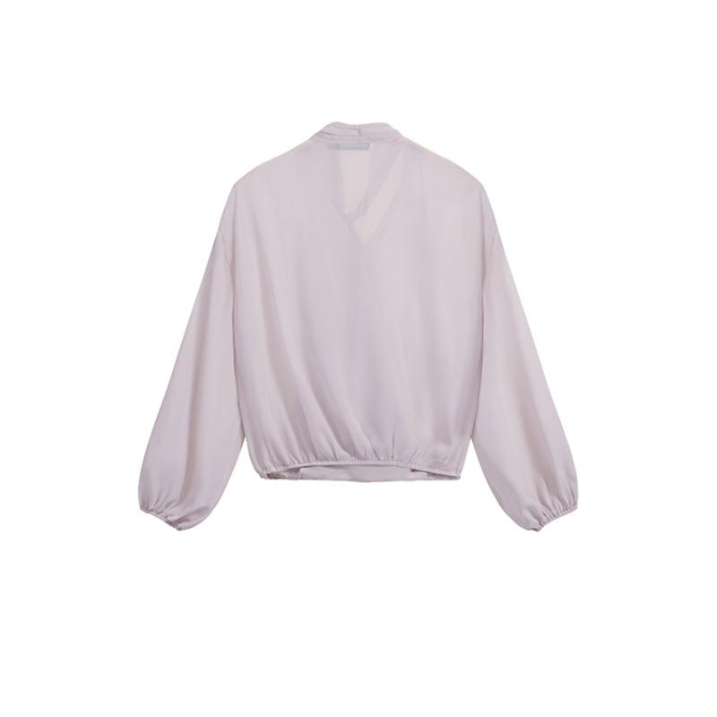 Frühling Neue Fliege Elegante Casual Shirts Frauen Sommer Laterne Ärmel Tops Temperament V-ausschnitt frauen Blusen Mode Dünne Damen Chiffon Hemd 26420