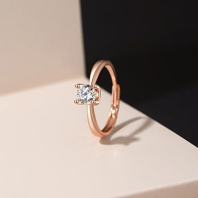 Classic French Zircon Ring Women's Proposal Couple Personality Open Wedding Ring