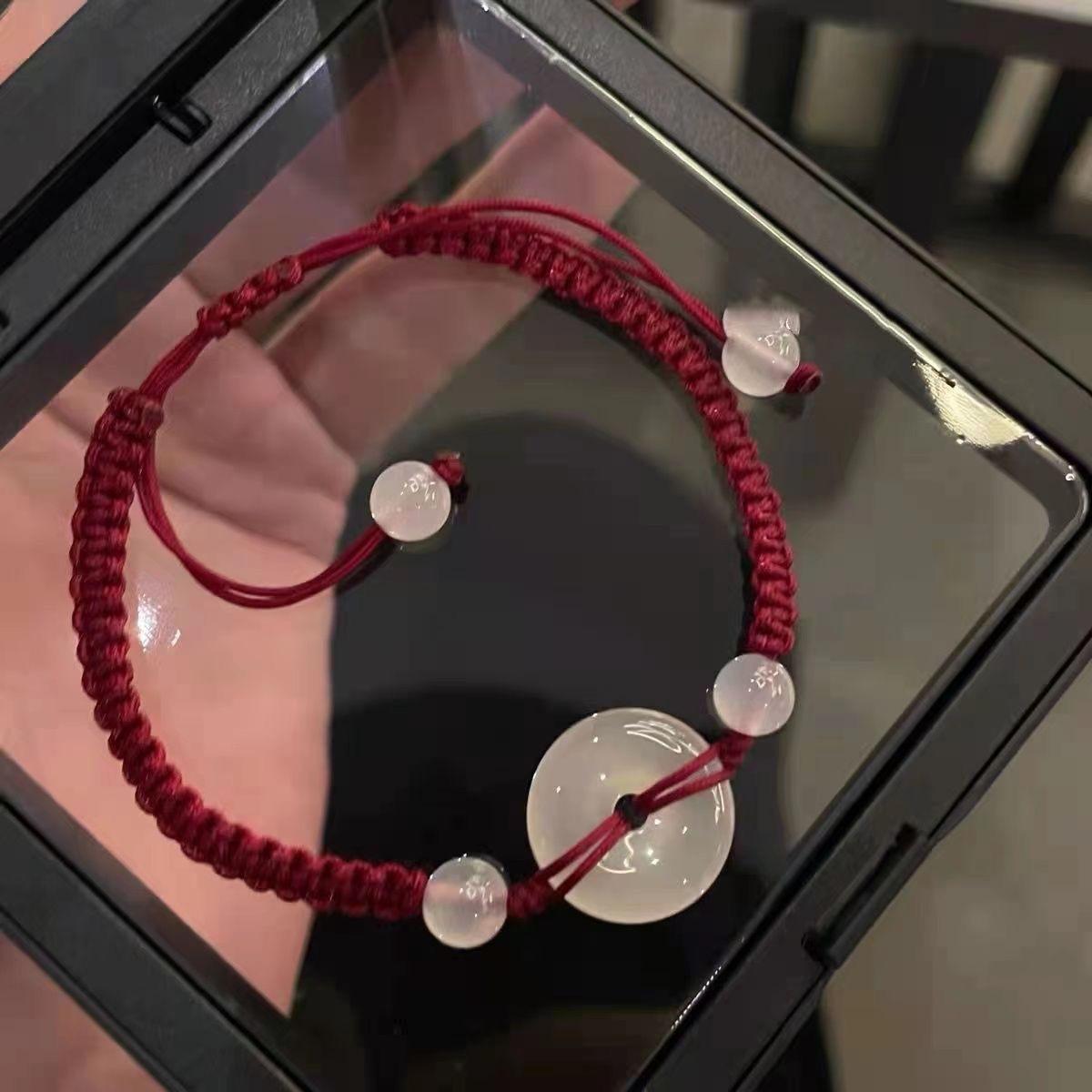 

Новая безопасная застежка браслет для мальчиков и девочек парный нишевый дизайн женский браслет год рождения красная веревка плетеные аксессуары