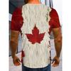 3D printed maple leaf T-shirt, red and white casual fashion style