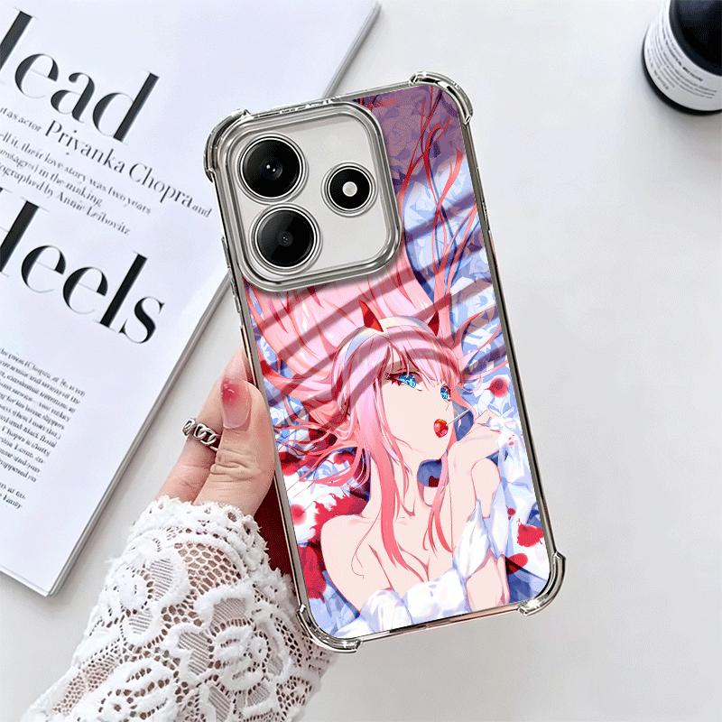 Darling Zero Two 02 Anime Plating Phone Case For Xiaomi Redmi Note 14 15 Pro Plus 13 12 11 11S 11T 10 9S 9 5G Anti-Fall Airabag