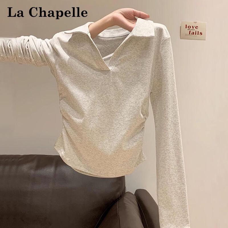 La Chapelle Women's Slim Fit Long Sleeve Polo T-Shirt