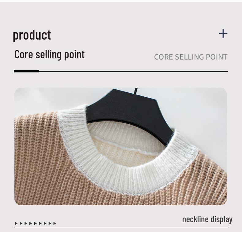 Color Block Cable Knit Crew Neck Pullover Sweater - Women's Autumn/Winter Loose Fit Knitwear