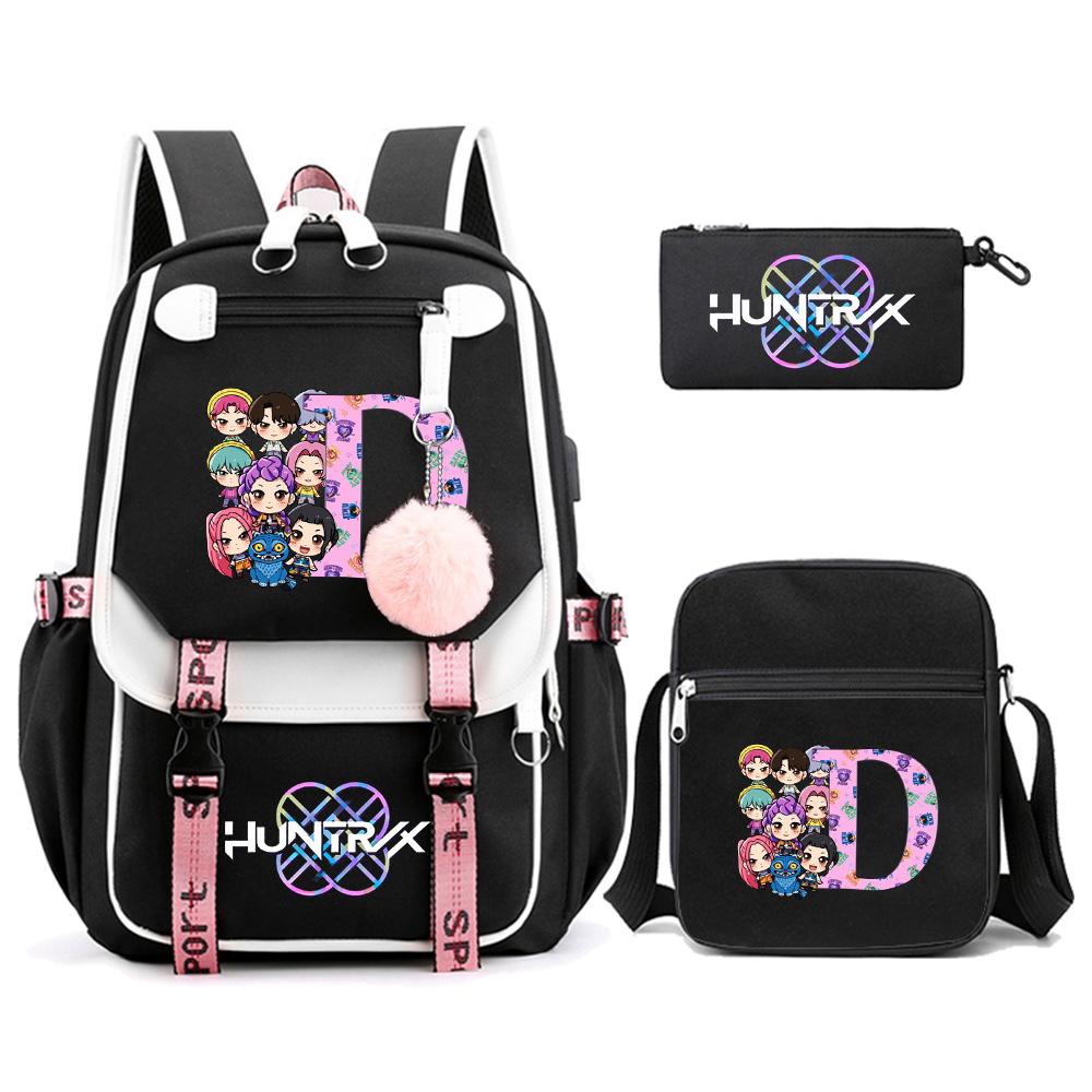 3Pcs/set Anime Cartoon K-pop Demon Hunters Printed Backpack with Shoulder Bag for Teenager Student Girl Boy Bookbag Large Capacity Travel Bag Kid Gift