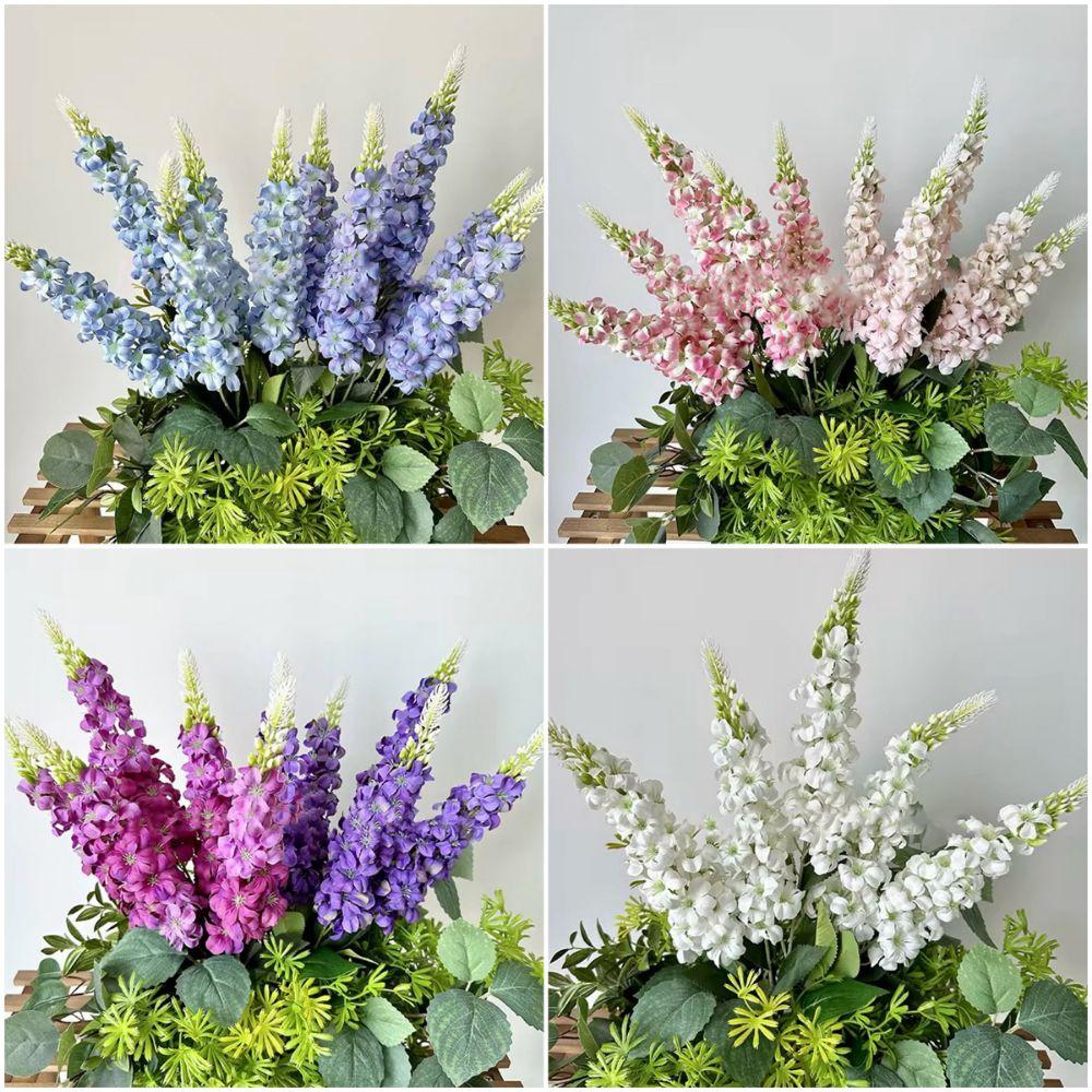 5 Stems Hyacinth Artificial Flowers Multicolor Fake Delphinium Flowers  Party Supplies