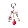 Adorable Beaded Flower Keychain Strawberry Pendant Keyring Gift Handmade Bag Charm Accessories For Women Girls