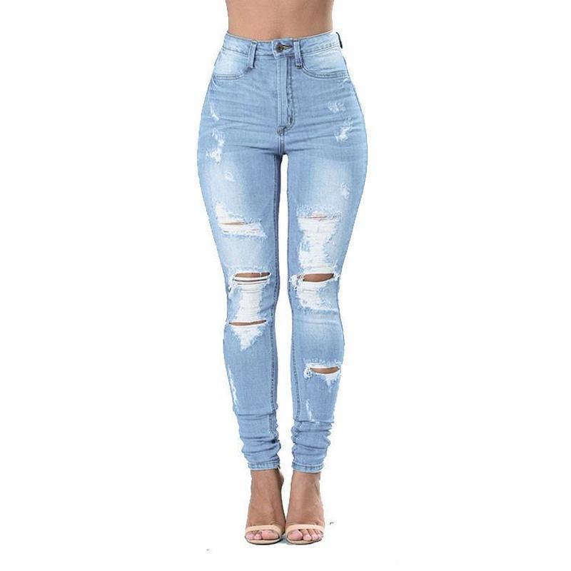 New Style Tattered Leggings Women's Tight Skinny Jeans Fashion Trendy Beggar Pants Women
