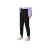Li Ning Sports Trend Series Solid Color Logo Embroidered Fleece Cuffed Knitted Sweatpants Women Bottoms Black AKLSB52-1
