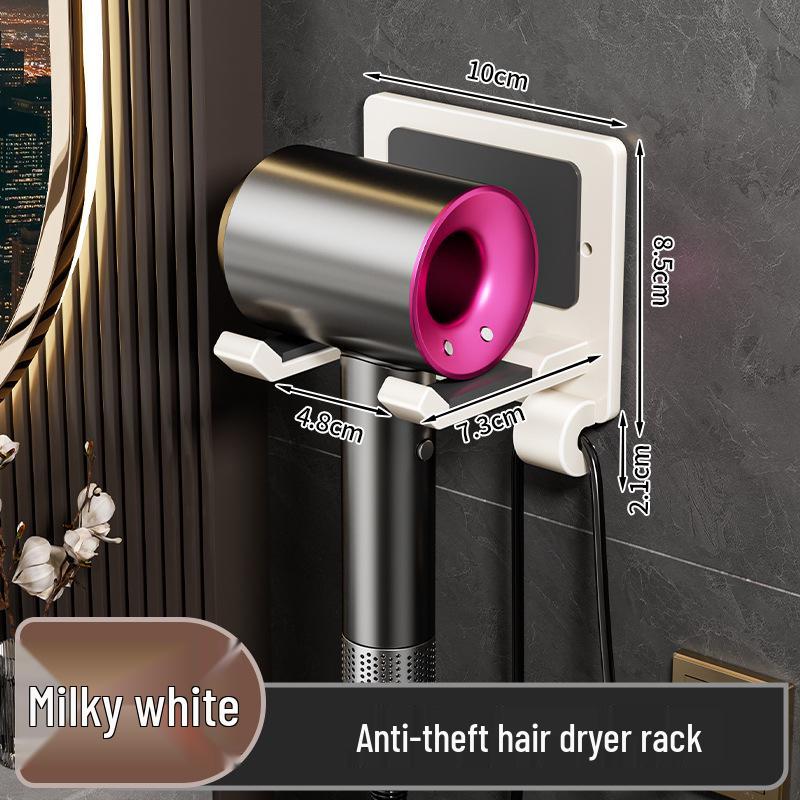 No-Drill Anti-Theft Wall-Mounted Hair Dryer Holder - Space-Saving Aluminum Hanger for Hotels