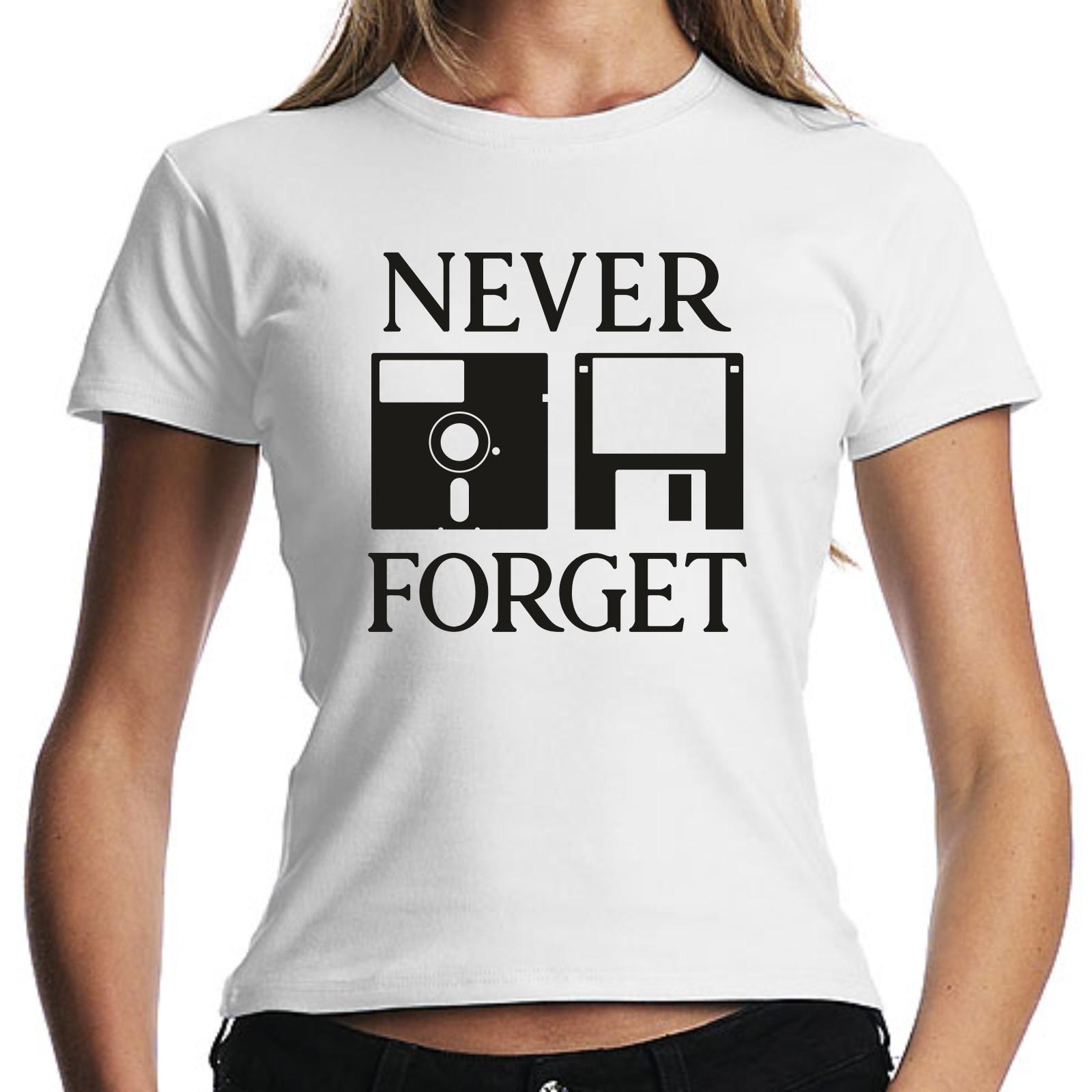 Never Forget Geek Gamer Nerd Retro Floppy Disk Disk Funny T-Shirt Mens Womens Tees Top Women 2XL