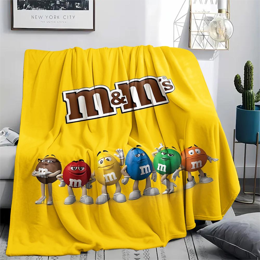 1pz Coperta in Flanella con Stampa M&M's, Alta qualità, Per Tutte le Stagioni, Decorazione per la Casa, Calore e Comfort, Perfetta per Regali di Natale