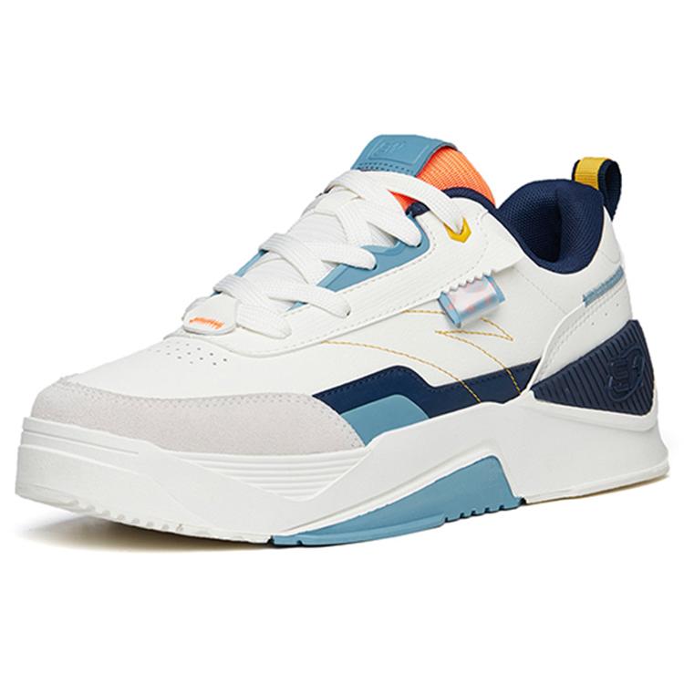 Anta Life Collection Slip Resistant Abrasion Resistant Low top Skateboard Shoes Men's White Blue 912238081-4