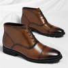 Big Size Chelsea Boots for Men British-style Fashion Casual New Cow Leather Brogue Shoes Male Lace Autumn Winter Ankle Boots Man