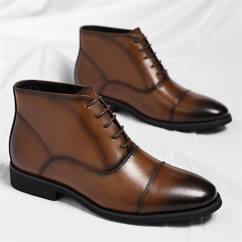 Big Size Chelsea Boots for Men British-style Fashion Casual New Cow Leather Brogue Shoes Male Lace Autumn Winter Ankle Boots Man