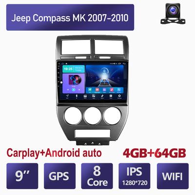 Android 2 Din Car Multimedia Player For Jeep Compass MK 2007-2010 Head Unit Stereo Carplay GPS Navigation BT WIFI4+64GB