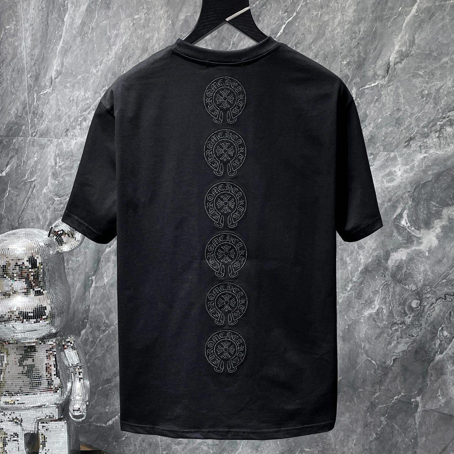 

8713 ХРОМІЗОВАНІ СЕРДЕЧКА 2025 Літня нова чоловіча та жіноча футболка з круглим вирізом вільного крою великого розміру високої якості, для пар L чорний