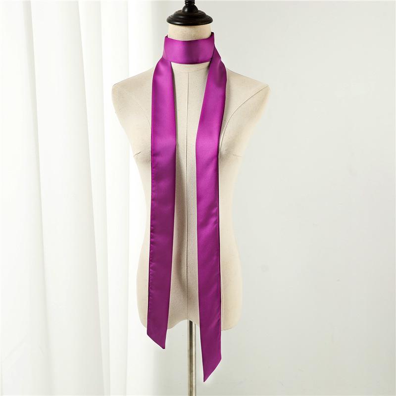 Influencer Style Silk Scarf: Hair Tie, Solid Color, Long & Narrow, Korean Style Necktie, Flowing Ribbon for Women