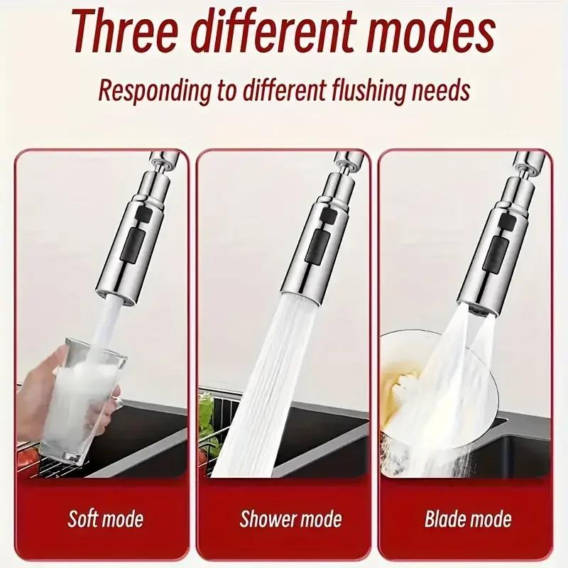 3 Modes Anti-Splash Shower Sprayer Kitchen Filter Faucet Extender Metal Alloy Head Water Saver Home Universal Faucet