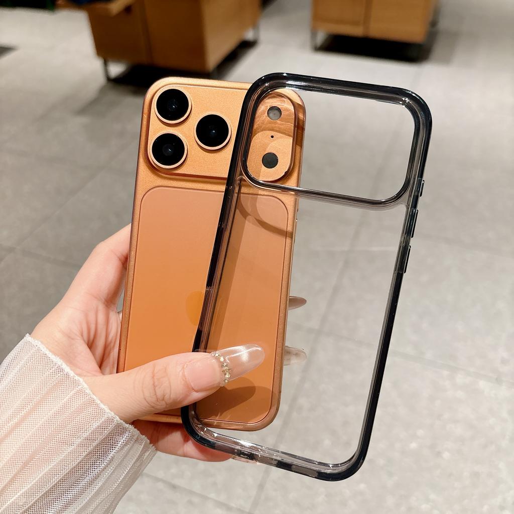 Transparent Acrylic Phone Case For For Iphone 17 16 1 14 13 Pro Max Alloy Button Shockproof Clear Hard Protect Cover