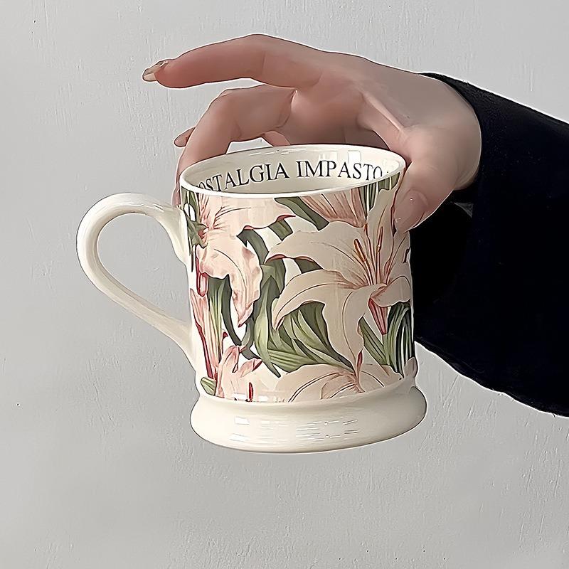 Creative Flower Shape American High Foot Coffee Cup Commercial Household Italian Coffee Pull Up Cup Ceramic Cup