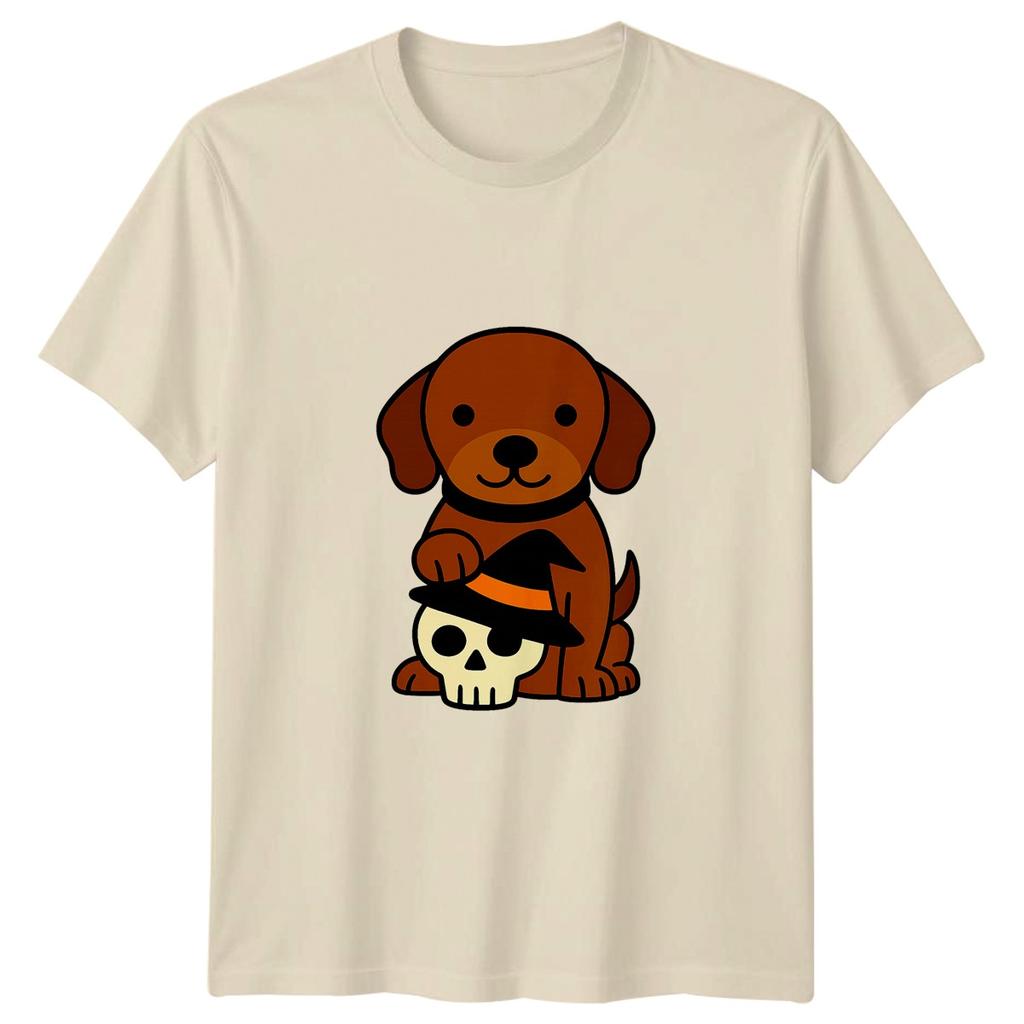 Puppy Dog Skull Witch Hat Halloween Holidays Unisexs Unisexs Graphic Tee