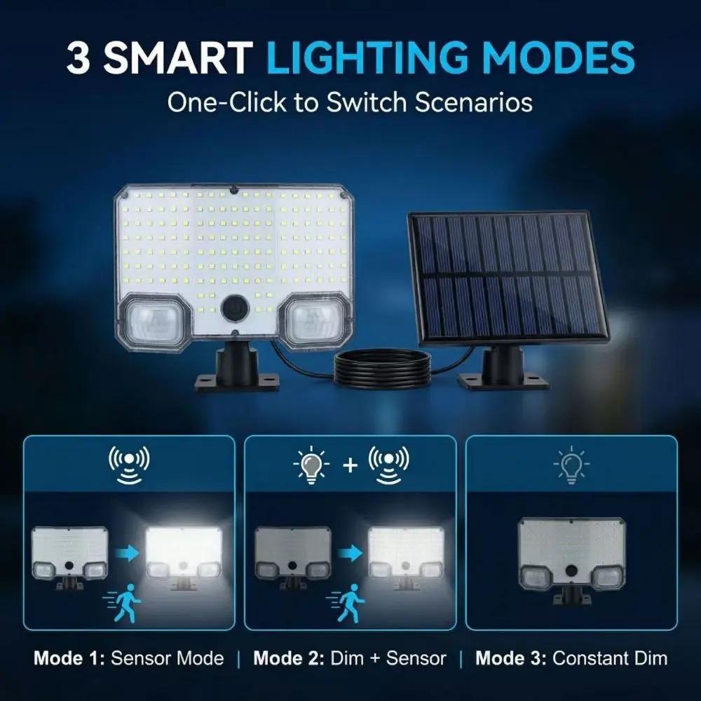 3 Mode Solar Wall Lamp Split Design Energy Saving Motion Sensor Light Waterproof with Remote Outdoor Wall Lights Outside