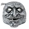 Masque Facial Ridé Effrayant Halloween Masque de Clown Vintage, Accessoire Doré Argenté Fête pour Fête, Costume Mascarade Effrayant Maison Hantée Cosplay Confortable