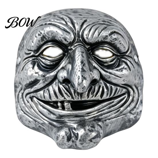 Masque Facial Ridé Effrayant Halloween Masque de Clown Vintage, Accessoire Doré Argenté Fête pour Fête, Costume Mascarade Effrayant Maison Hantée Cosplay Confortable