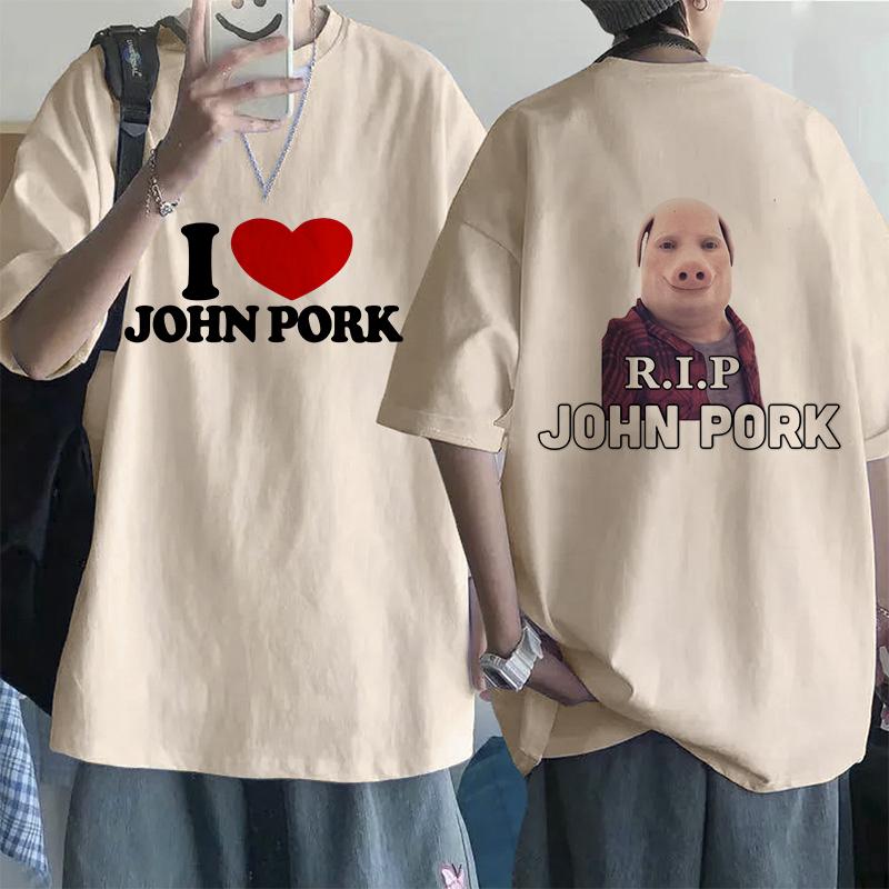 John Pork Is Calling Answer Call Phone Tee Shirt for Men Women Funny Pig Tops Tshirt Gothic Hip Hop T-shirt Streetwear Clothes