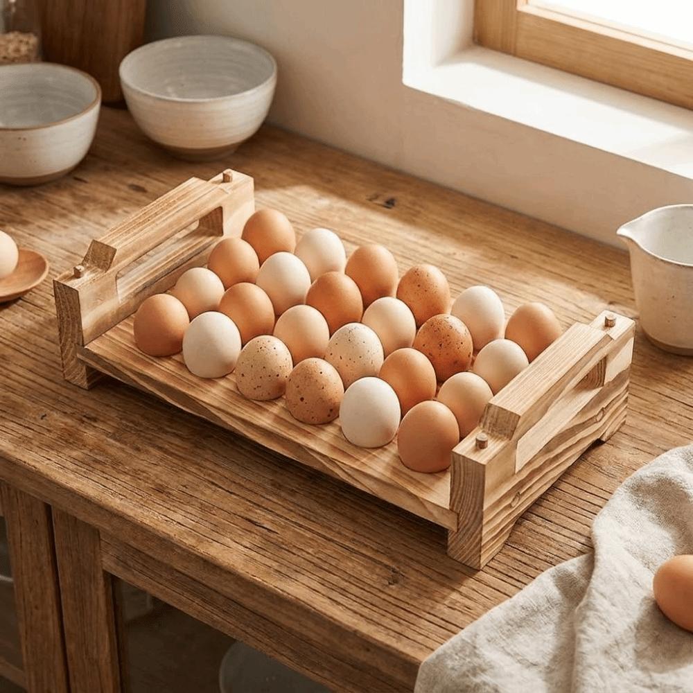 Stackable Wood Egg Holder Space Saving Egg Display Crates Egg Storage Rack  Kitchen Countertop