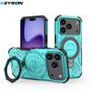 KEYSION Shockproof Magnetic Case for iPhone 17 Pro Max TPU+PC Upright Live Metal Ring Stand Phone Back Cover for iPhone 17 Air