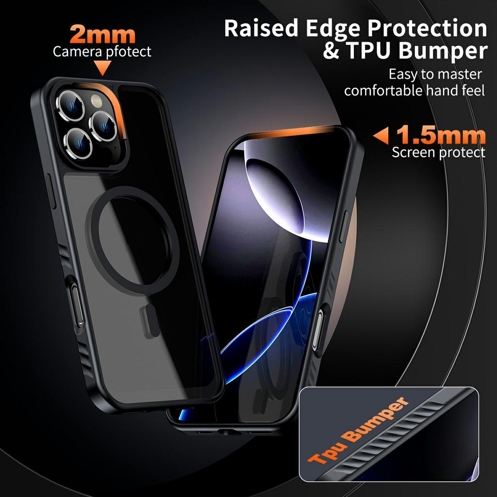 For iPhone 16 Pro Case Compatible with MagSafe Transparent PC+TPU Anti-Slip Phone Cover