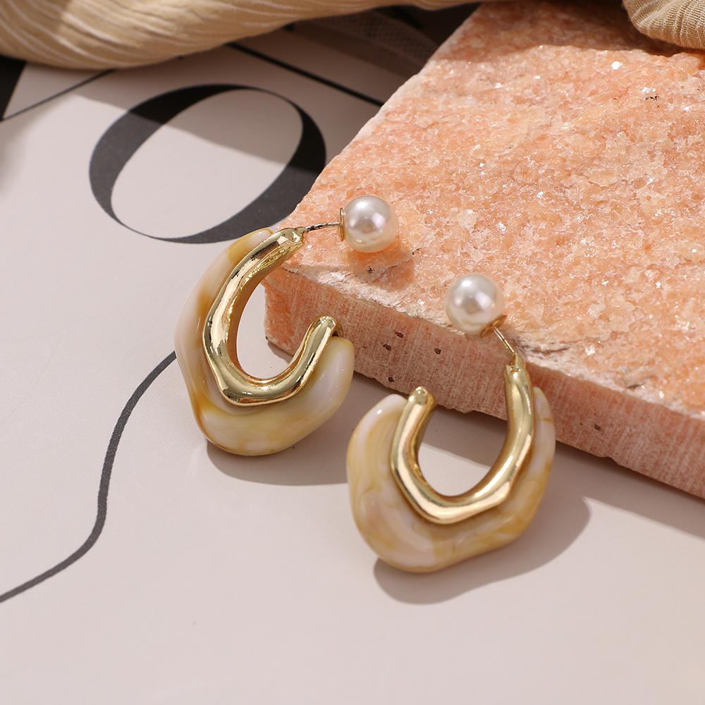 Retro Simple Candy Color Resin Earrings Color U-shaped Earrings Solid Color Earrings Fashion Trend Earrings