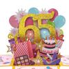 Happy 65th/55th Birthday Greeting Card with Envelope & Writing Card Cute Cake Candle Balloon Pattern Colorful Blessing Cards Creative Folding