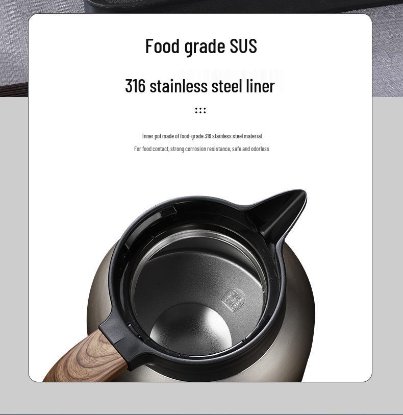 316 Stainless Steel Portable Insulated Teapot with Titanium Plating and Tea-Water Separation, Large Capacity for Stewing