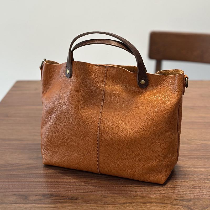 Spring/Summer Women's Genuine Tree Bark Leather Handbag - Vintage Lock Shoulder & Crossbody Bag.