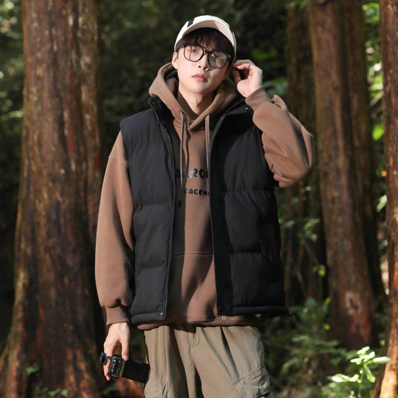 

Vest Men s Autumn and Winter Thickened Down Cotton Vest Couple Outdoor Vest Cotton Jacket Warm Thickened Top 8XL чорний